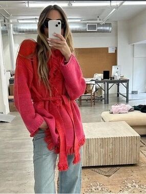 SABLYN cashmere sweater cardigan knit coat fringe hadley colorful tie waist